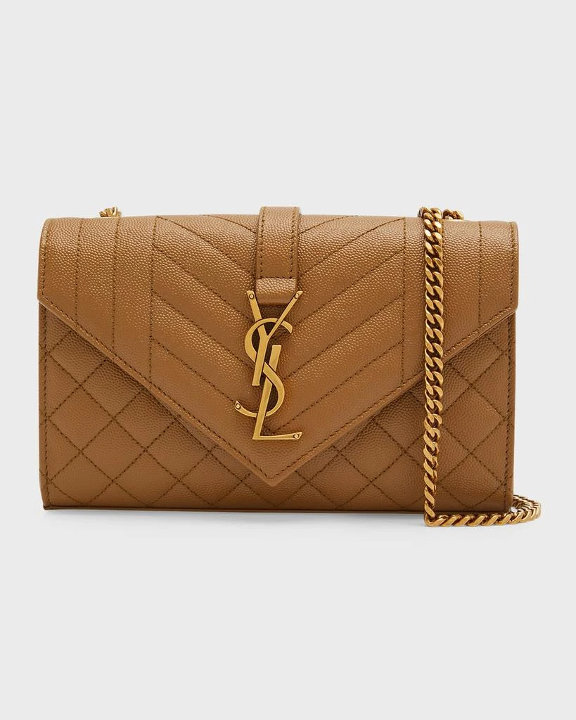 Yves Saint Laurent Envelope Triquilt Small YSL Shoulder Bag in Grained Leather 1