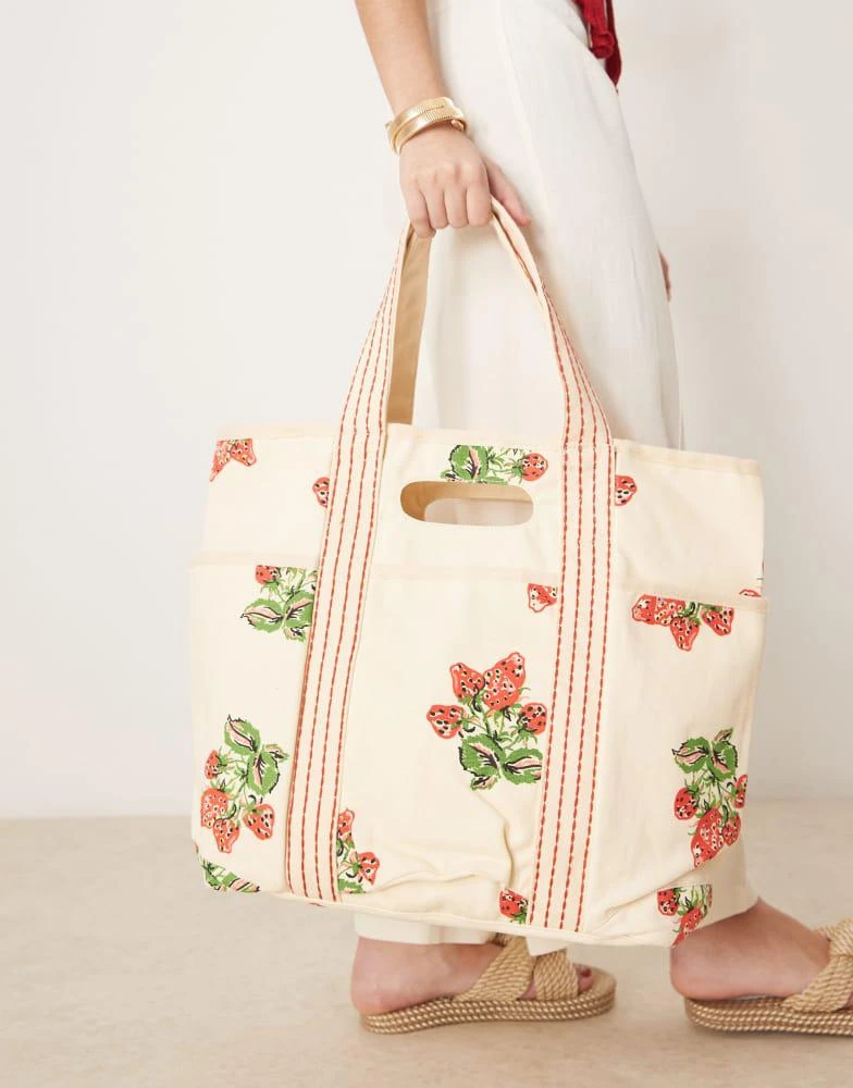 Free People Free People caravan canvas tote bag in strawberry print 1