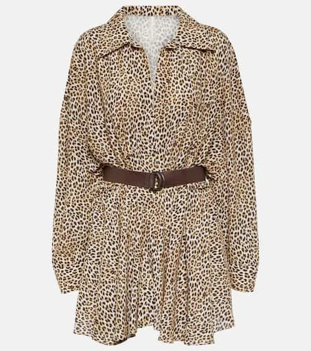 Norma Kamali Leopard-print georgette shirt dress 1