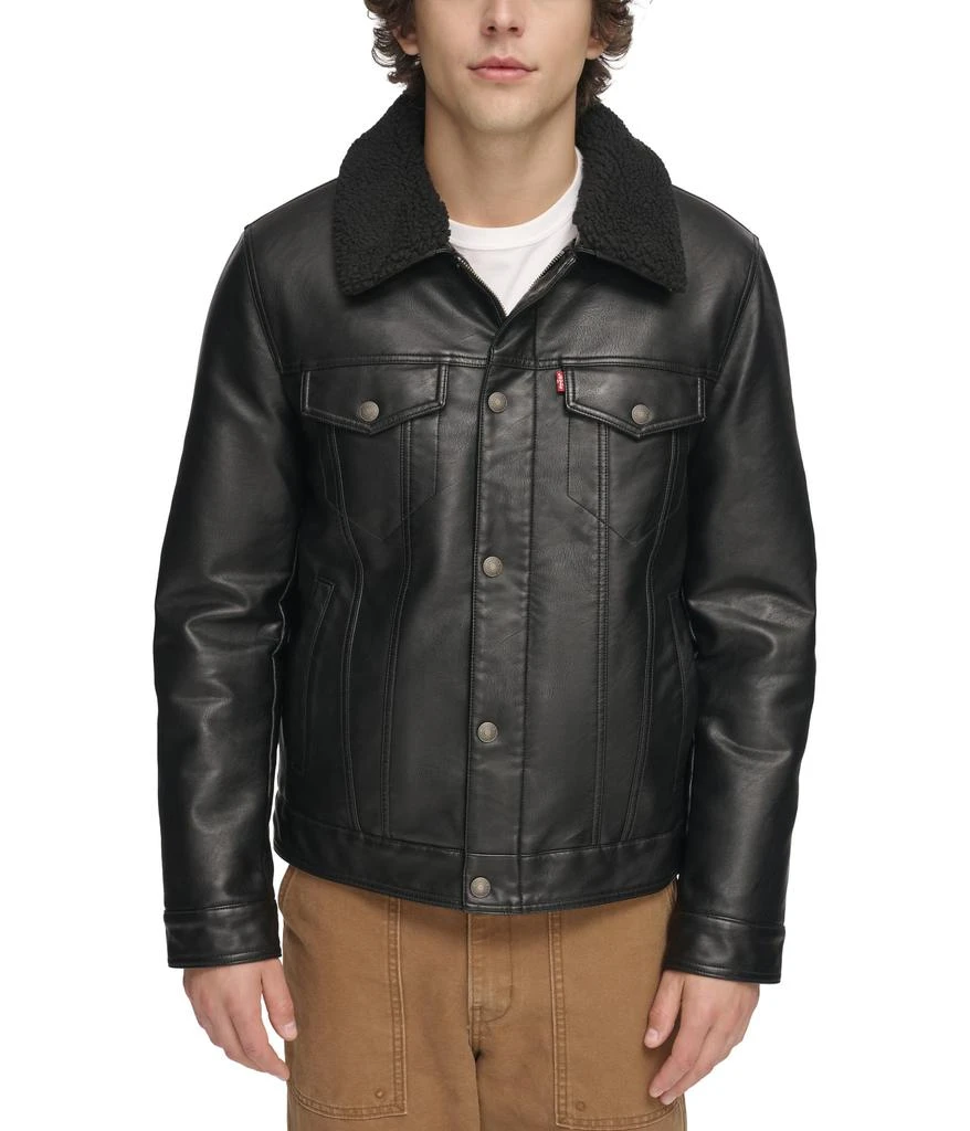 Levi's® Faux Leather Trucker with Sherpa Lined Collar 1