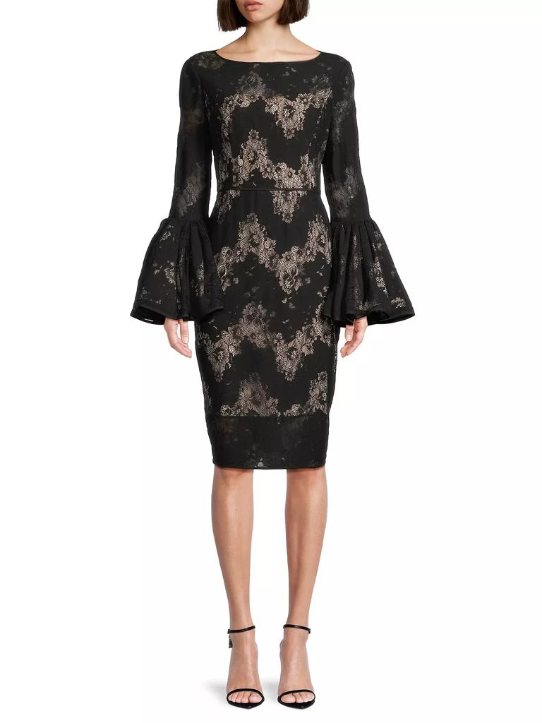 Shani Metallic Lace Bell-Sleeve Sheath Dress 3