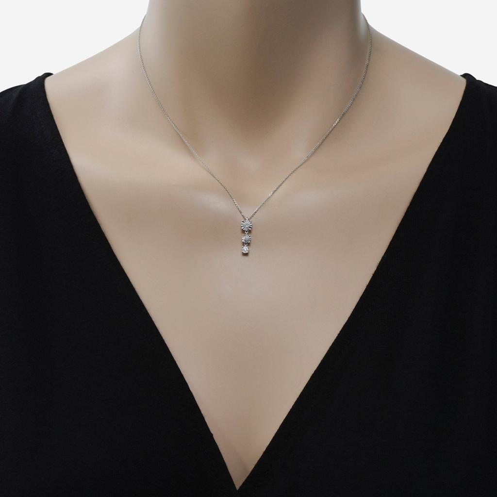 Bliss Bliss By Damiani Sole 18K White Gold, Graduating Diamond Pendant Necklace 20086462