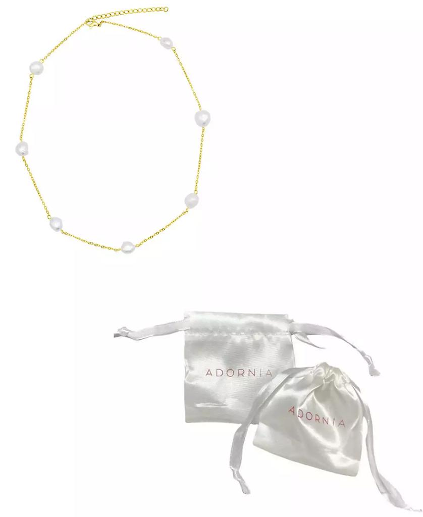 ADORNIA Tarnish Resistant 14K Gold-Plated Adjustable Station Cultured Freshwater Pearl Necklace