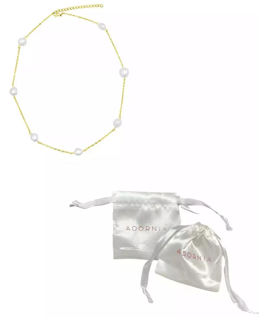 ADORNIA Tarnish Resistant 14K Gold-Plated Adjustable Station Cultured Freshwater Pearl Necklace 2