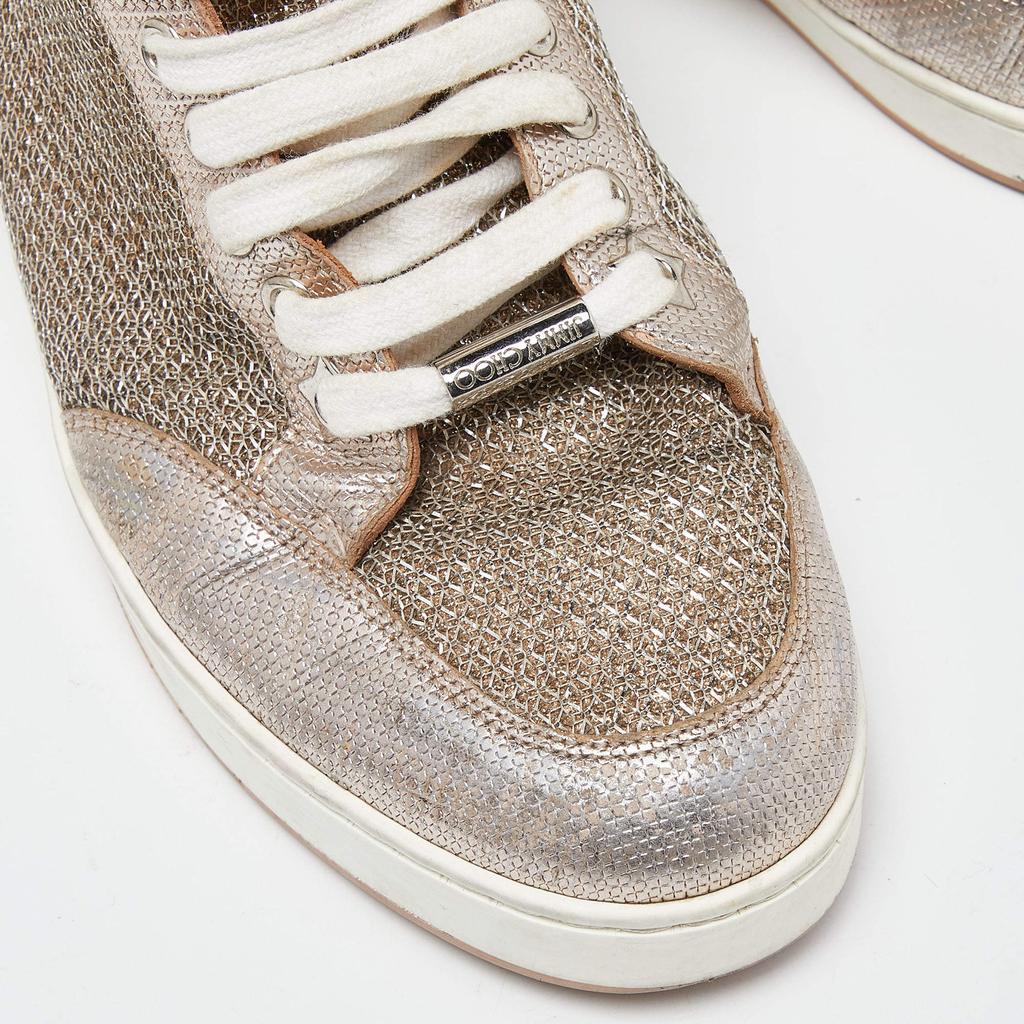 Jimmy Choo Jimmy Choo Rose Gold Leather and Glitter Miami High Top Sneakers Size 36 Women s Shoes Free Shipping BeyondStyle