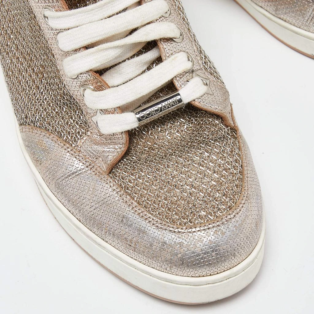 Jimmy Choo Jimmy Choo Rose Gold Leather and Glitter Miami High Top Sneakers Size 36 8