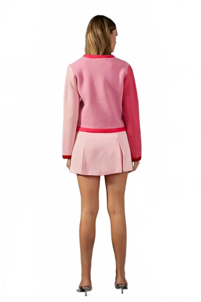 English Factory Satin Single Pleat Skort In Pink