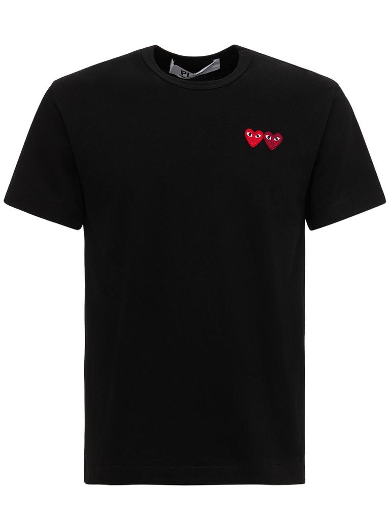 COMME DES GARÇONS PLAY Double Heart Patch Cotton Jersey T-shirt