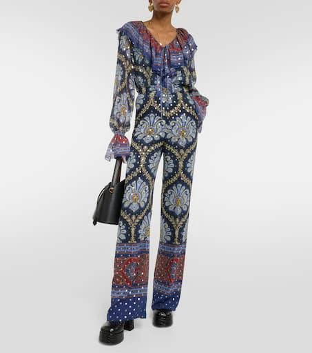 ETRO Paisley silk-blend wide-leg pants 2