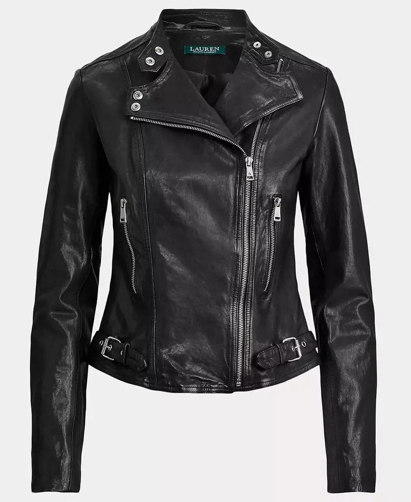 Ralph Lauren Women's Tumbled Leather Moto Jacket 6