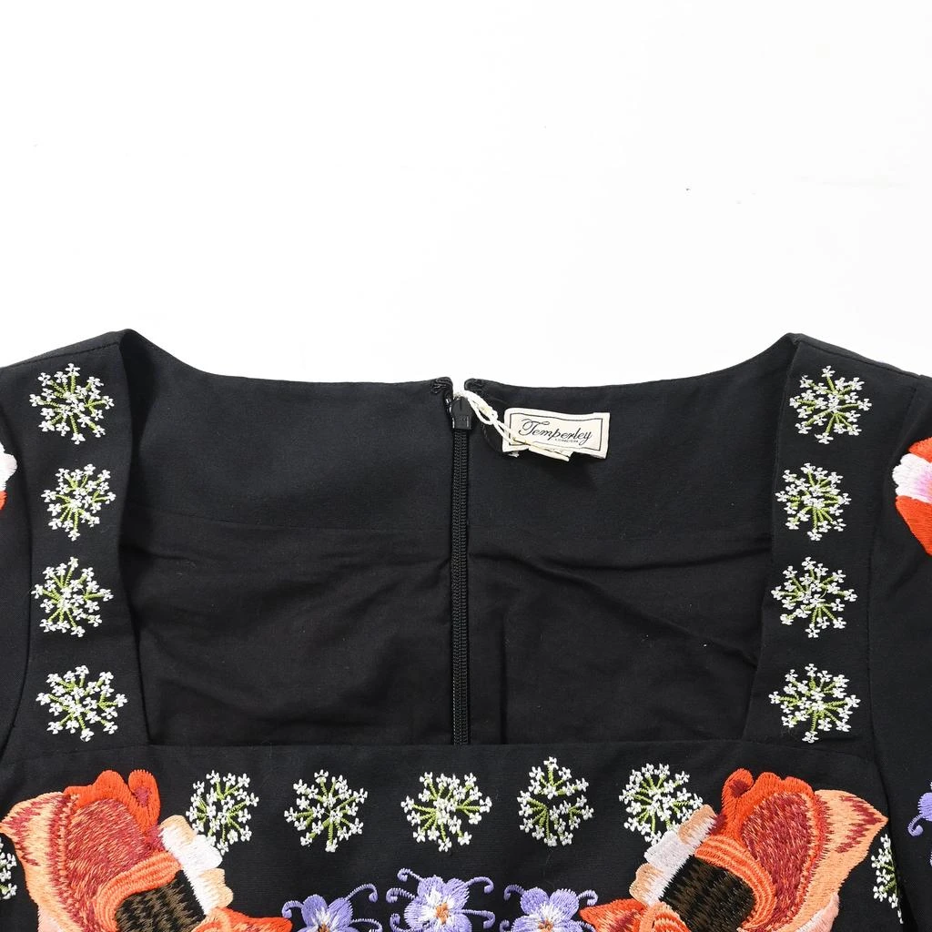Temperley London Floral Embroidered Dress in Black Cotton 5