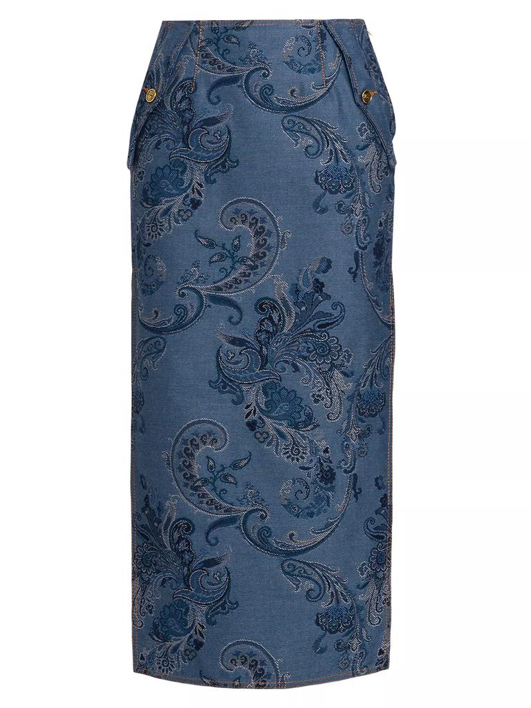 ETRO Paisley Denim Midi-Skirt