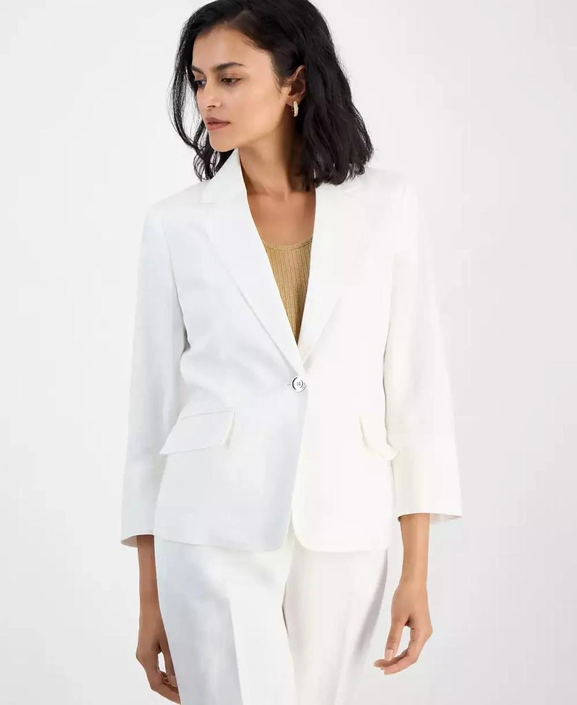 Kasper Women's Linen Blend Notched-Collar 3/4-Sleeve Jacket, Regular & Petite 1