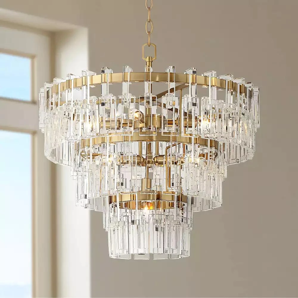 Vienna Full Spectrum Luxum Burnished Brass Chandelier 23 1/2" Wide Modern Tiered Crystal 8-Light Fixture for Dining Room House Foyer Kitchen Island
