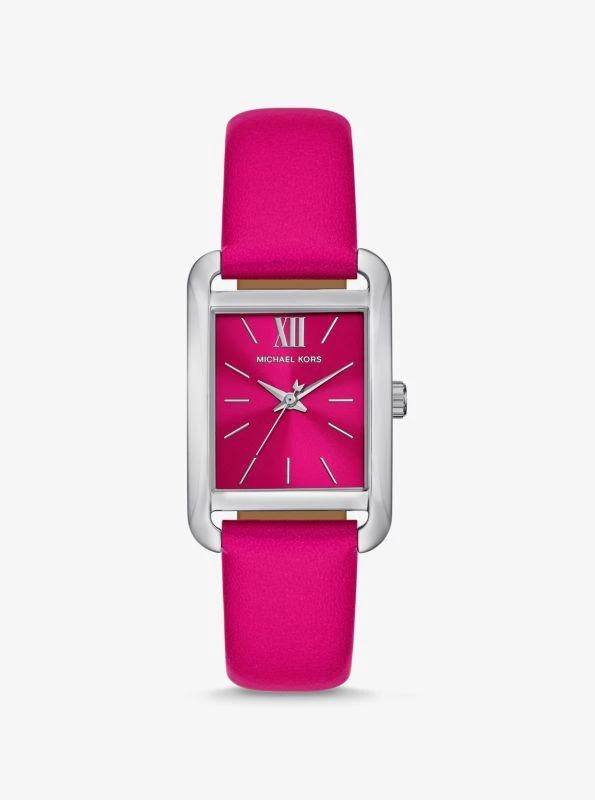 Michael Kors Monroe Silver-Tone and Leather Watch 1