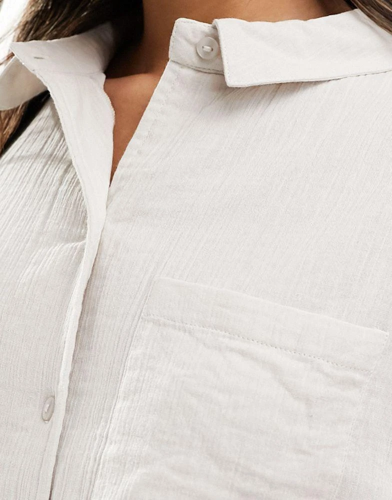 Luna Luna oversized pyjama shirt co-ord in beige 3