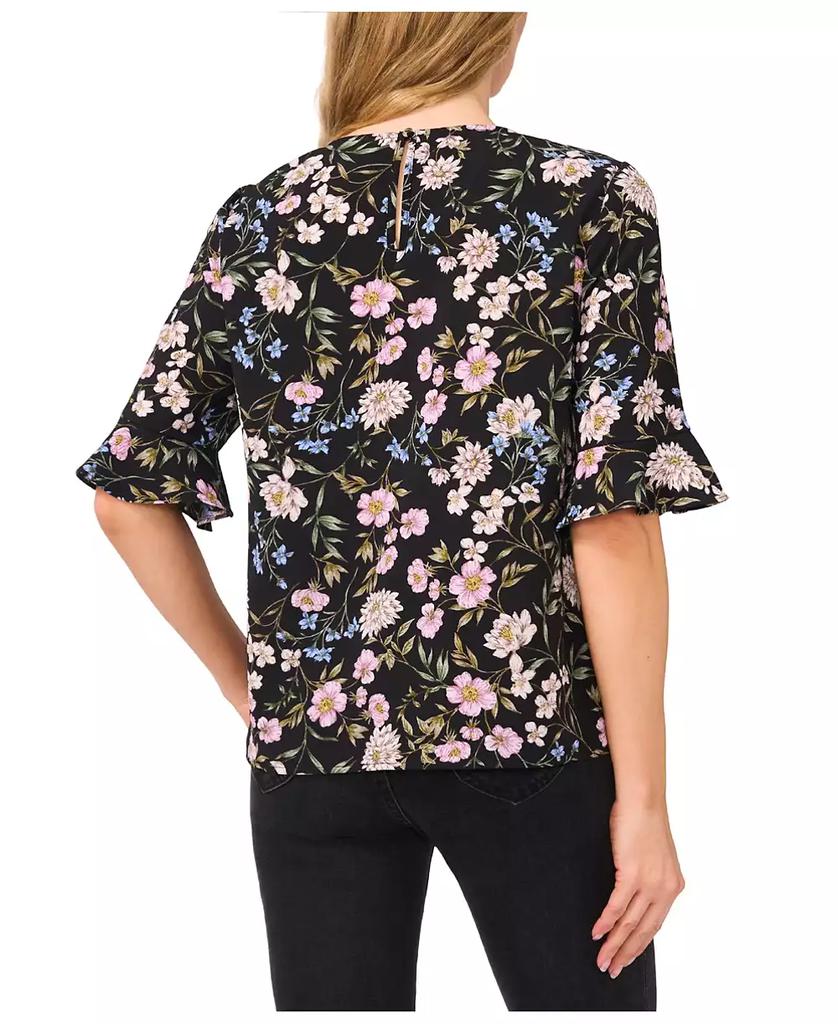 Damen Bluse Mit 3/4-Ärmeln & Rüschenmanschetten – Trendige Business Bluse In Uni