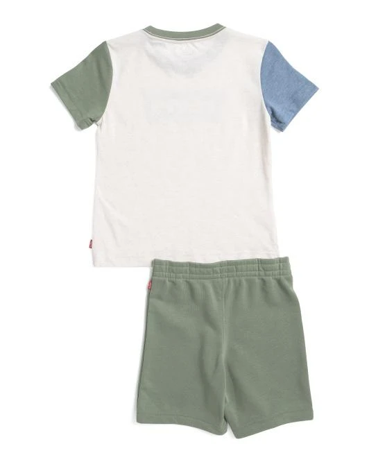 Levi
s Little Boys 2pc Color Block Short Sleeve Tee And Shorts Set 2