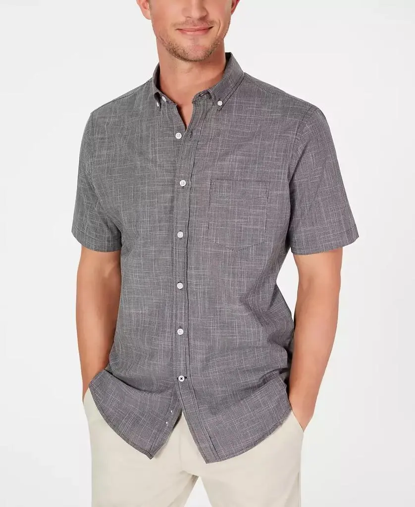 Club Room Men's Texture Check Stretch Cotton Shirt, Created for Macy's