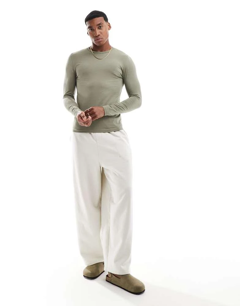 ASOS ASOS DESIGN essential muscle fit long sleeve t-shirt in khaki 2