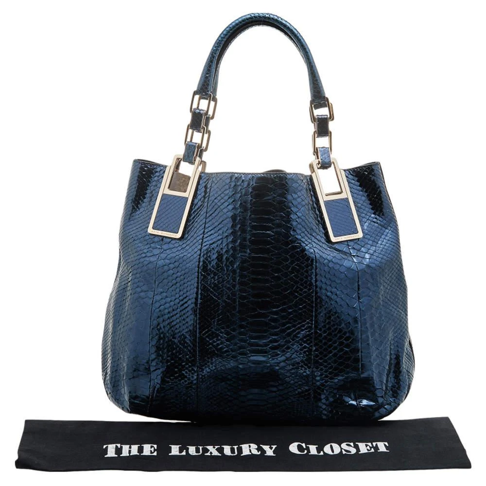 Anya Hindmarch Anya Hindmarch Metallic Blue Python Hector Tote 9