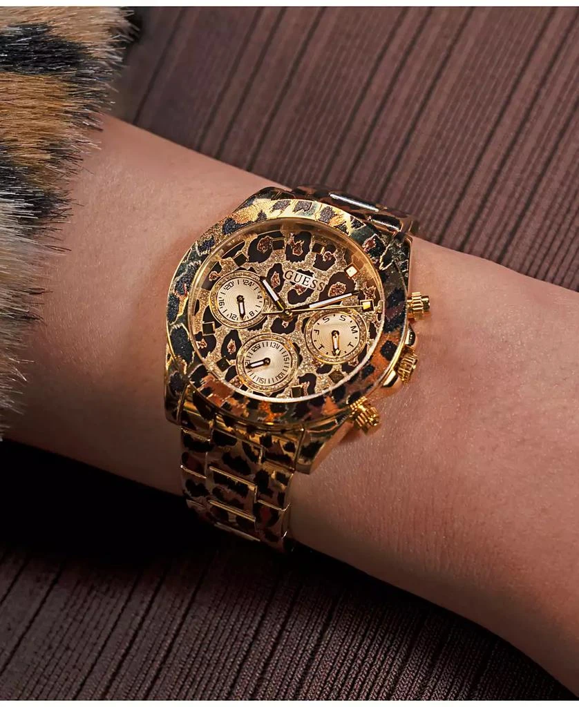 GUESS Women's Multi- Function Leopard Steel Watch 38mm 5
