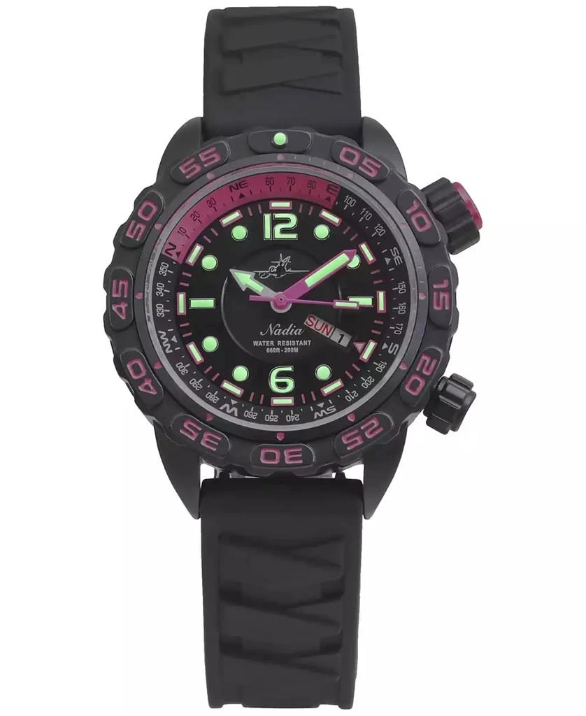 Abingdon Co. Women's Automatic Nadia Black Silicone Strap Watch 35mm 5