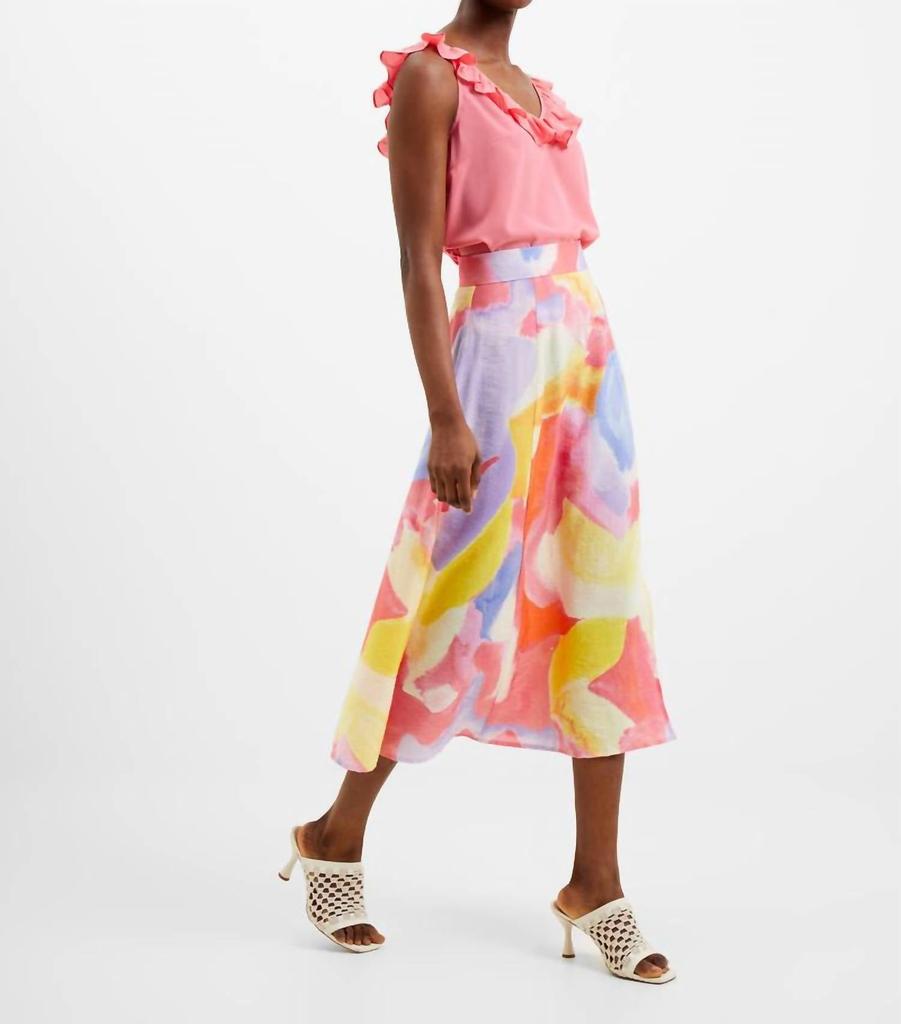 French Connection Isadora Faron Drape Slip Midi Skirt In Summer Multi