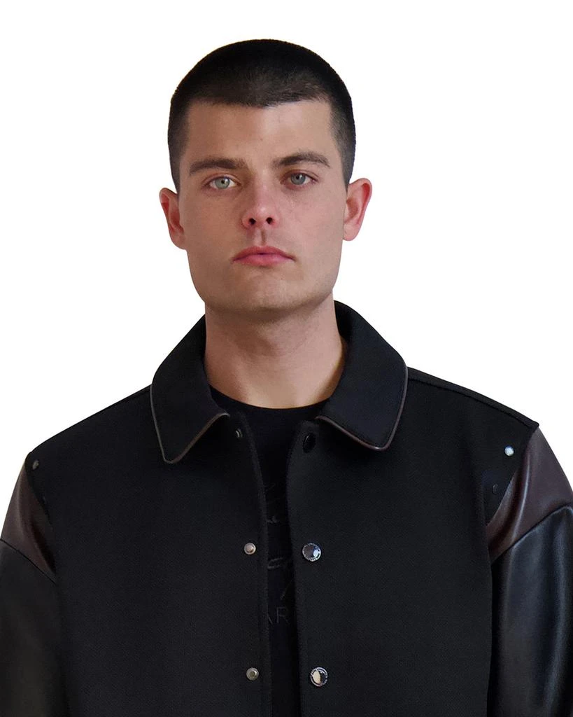 WOOL BOMBER JACKET WITH FAUX LEATHER SLEEVE  On Sale Now with Up to 50%  Off | Discover Exclusive Deals & Savings at BeyondStyle  Authentic Karl  Lagerfeld Paris jacket|leather|bomber|wool|with|sleeve|faux with  Limited-Time