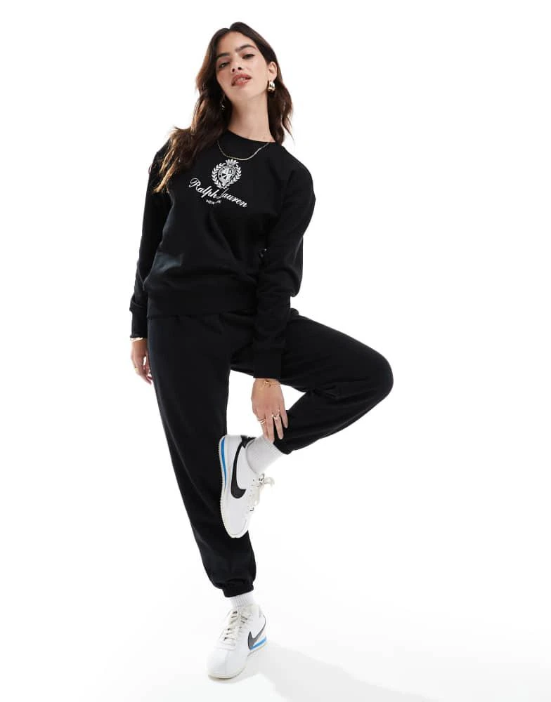 Ralph Lauren Polo Ralph Lauren crest logo sweatshirt co-ord in black 3