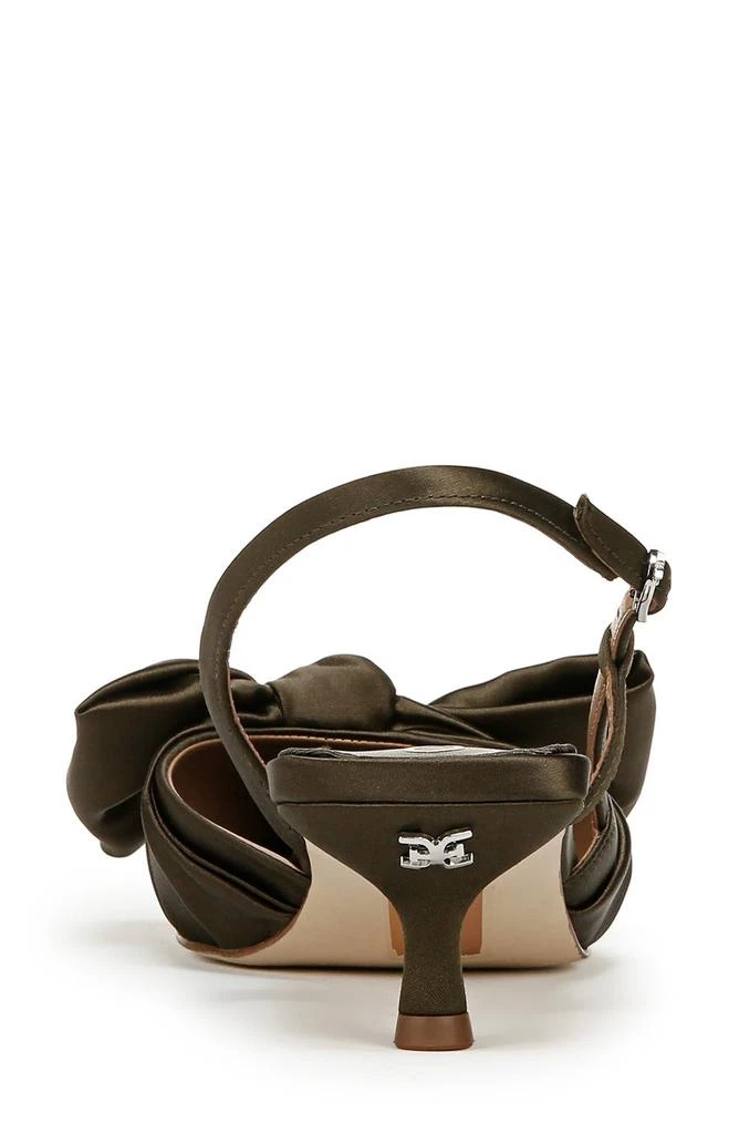 Sam Edelman Treena Bow Plissé Pointed Toe Kitten Heel Sandal 7