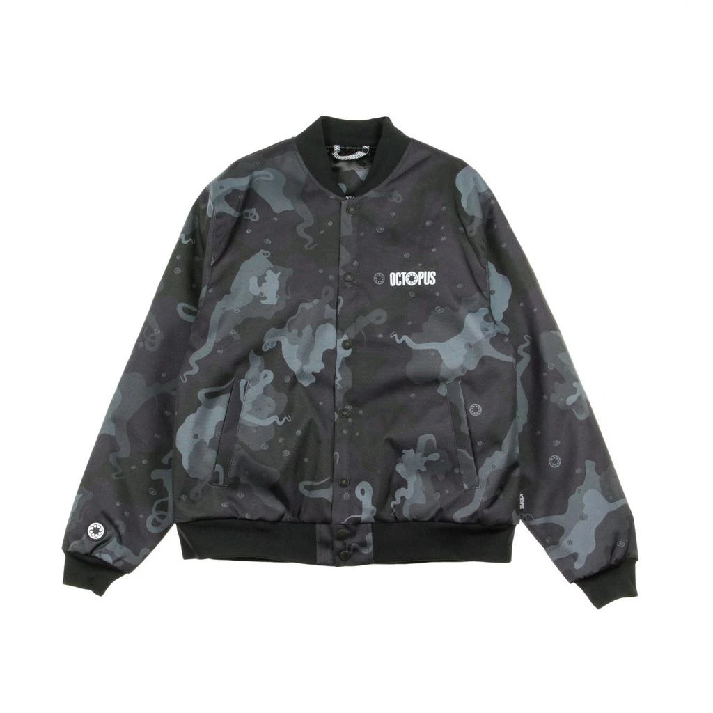 Octopus Men's Bomber Jacket Camo Varsity Jacket Black 1