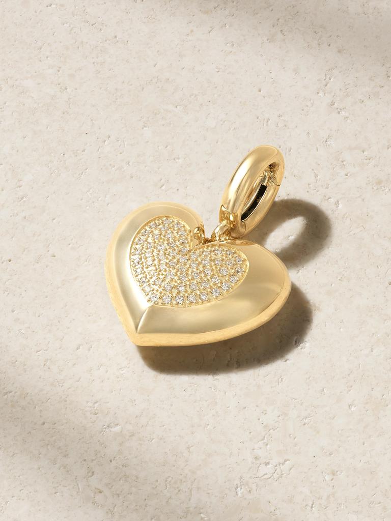 Lauren Rubinski Small Heart 14k 黄金钻石吊坠