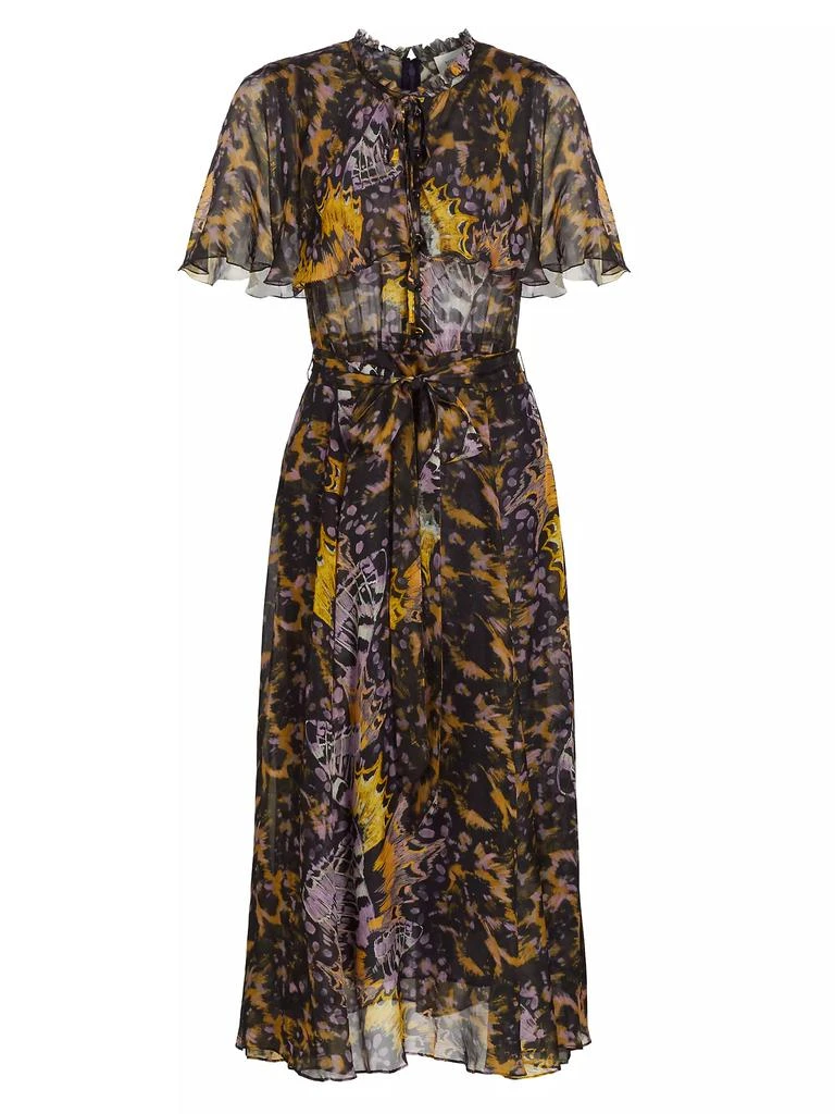 Marchesa Rosa Abstract Chiffon Midi-Dress 1