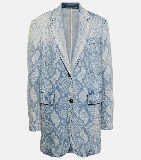 Max Mara Snake-effect denim blazer 1