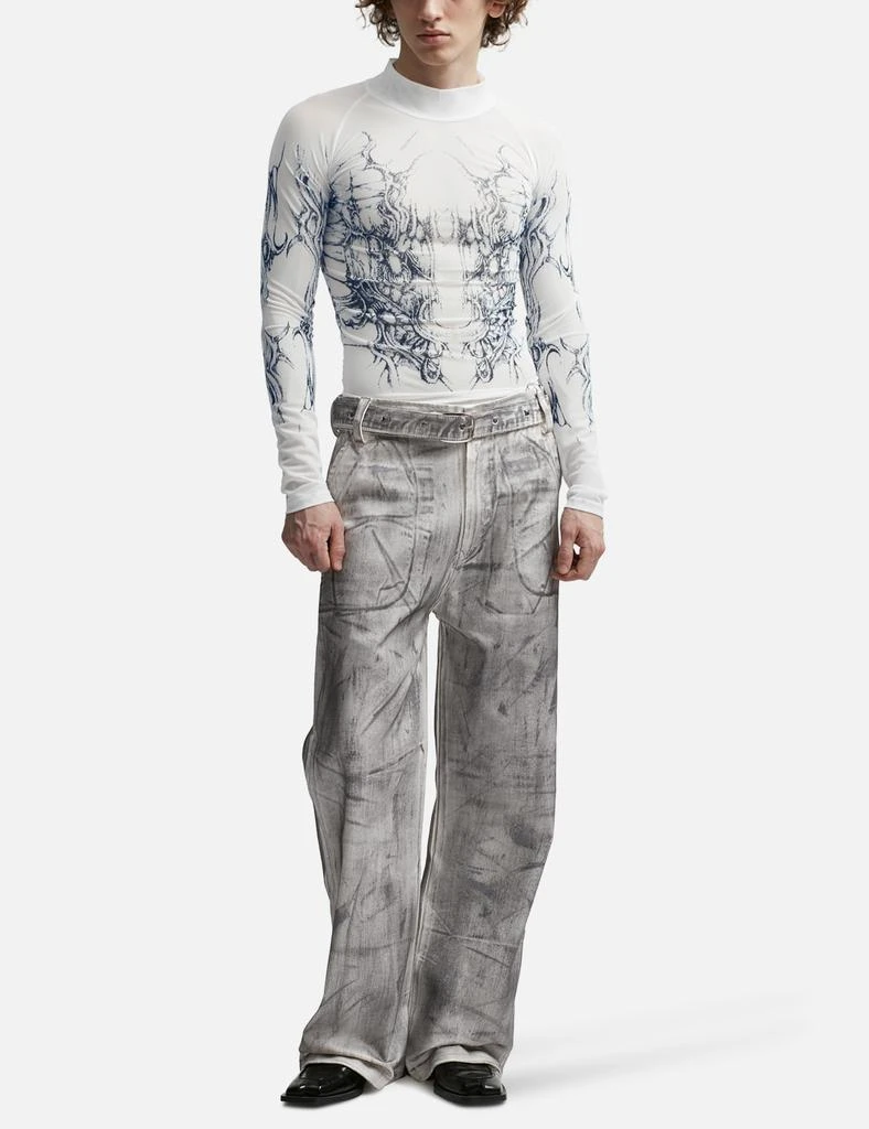 FINE CHAOS WAXED DOUBLE BELT JEANS 5