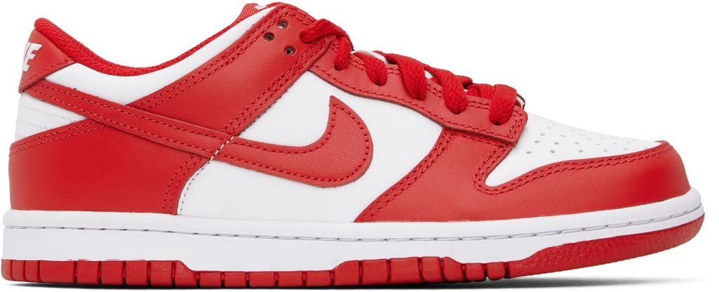 NIKE Big Kids Red & White Dunk Low Sneakers 1