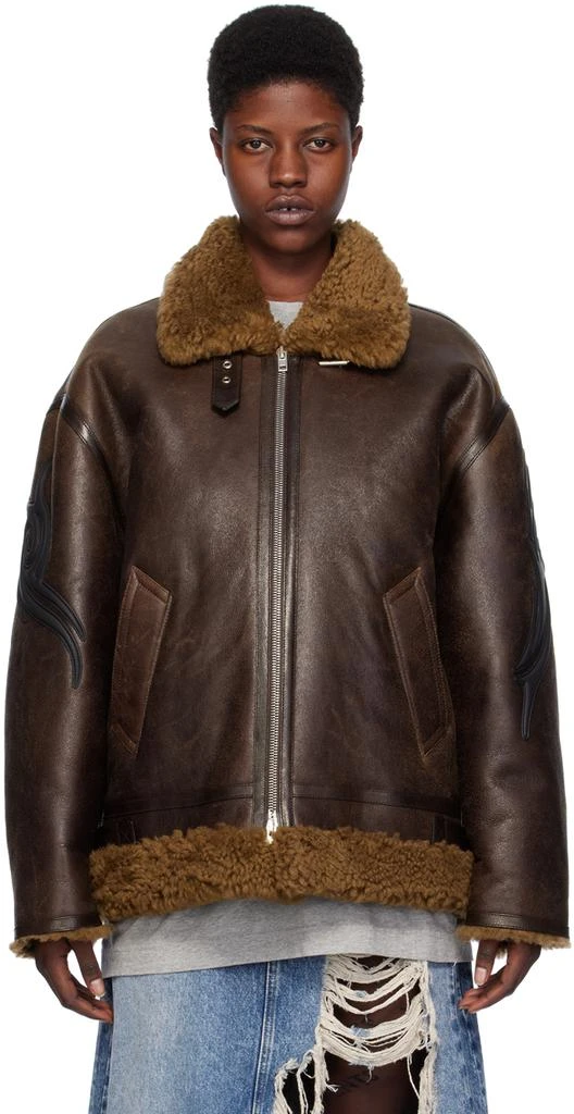 Vetements Brown Graphic Shearling Jacket 1