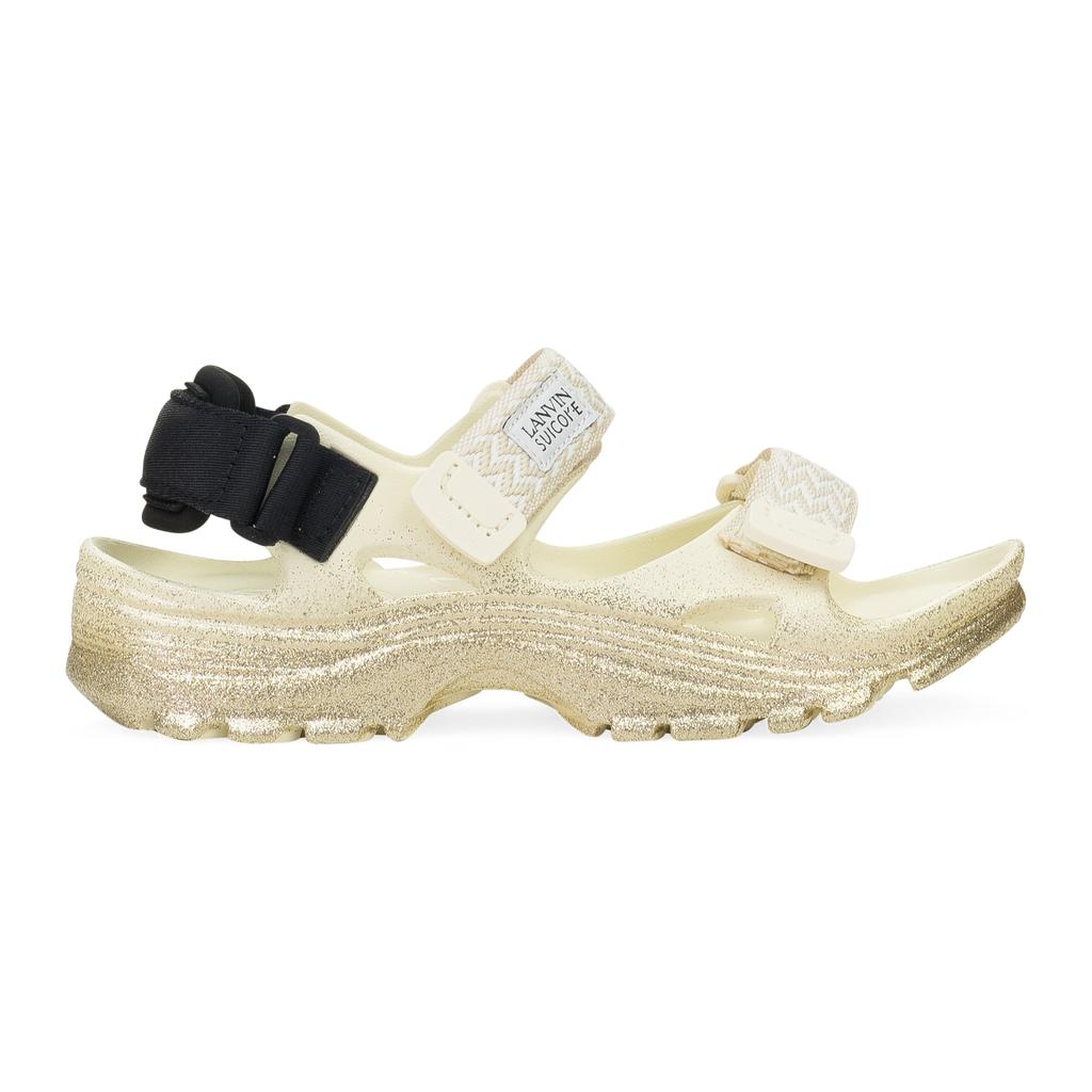 Lanvin GOLD/BEIGE X SUICOKE WAVE CURB SANDALS