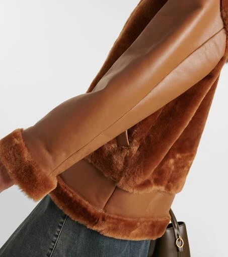 BLANCHA Shearling-trimmed leather jacket 6