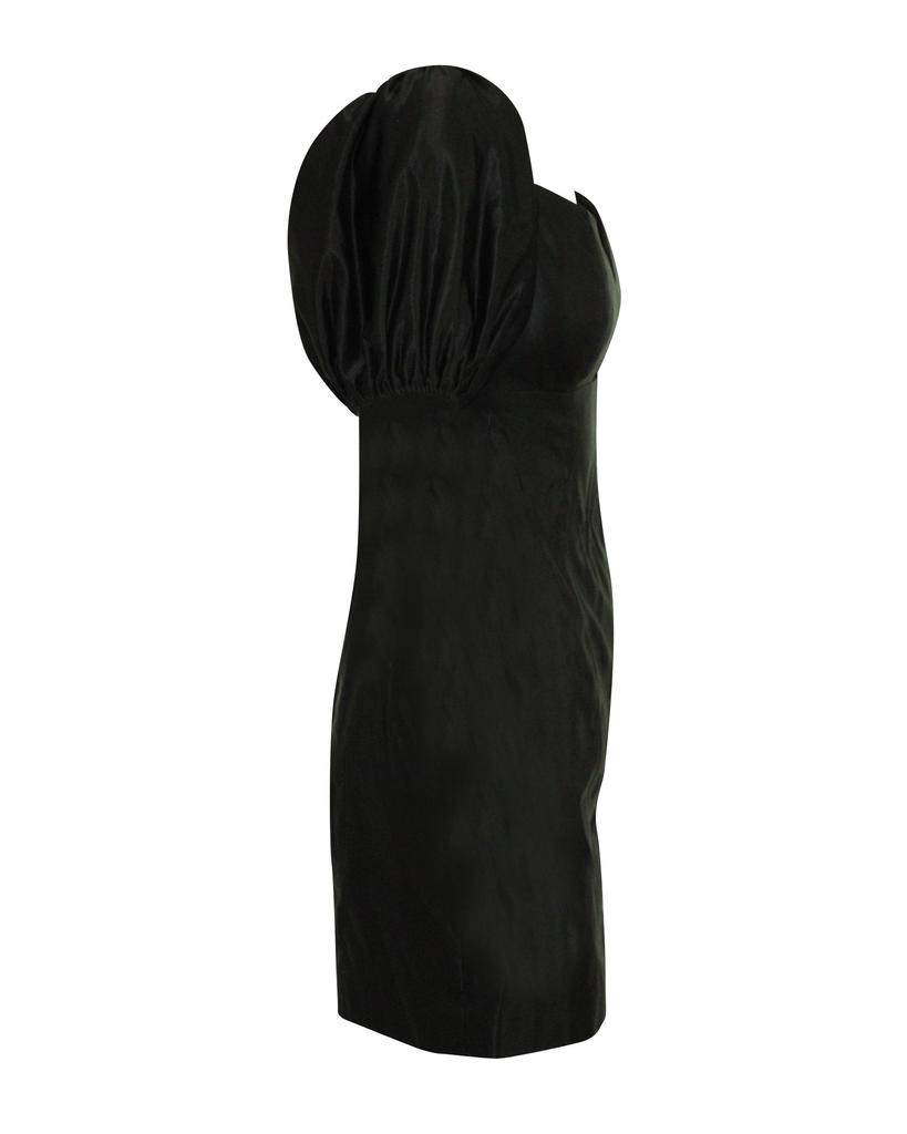 CAROLINE CONSTAS Off Shoulder Dress with Cut Out in Black Cotton
