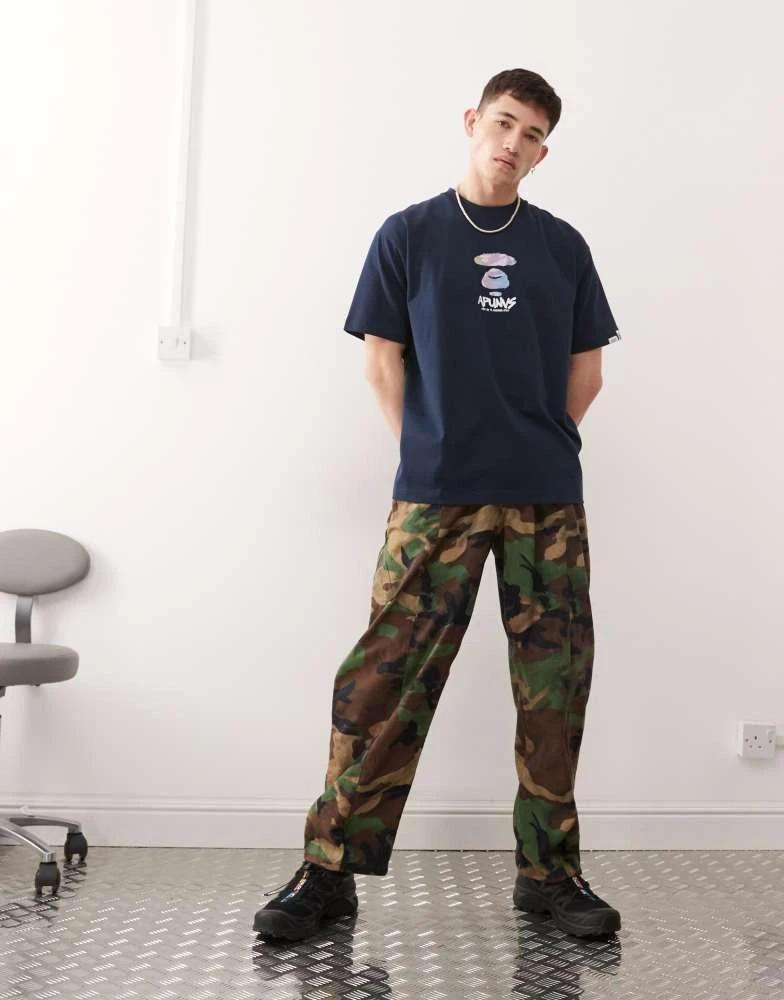 AAPE Aape by A Bathing Ape multi logo back print t-shirt in navy 3