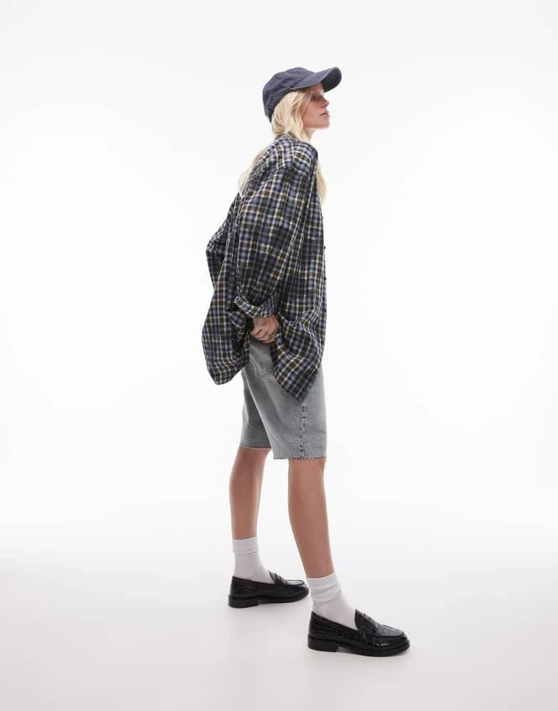 Topshop Topshop oversized shirt in blue check 2