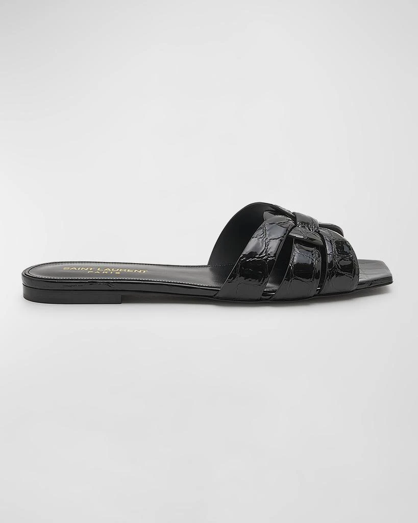 Yves Saint Laurent Tribute Croco Flat Slide Sandals 1