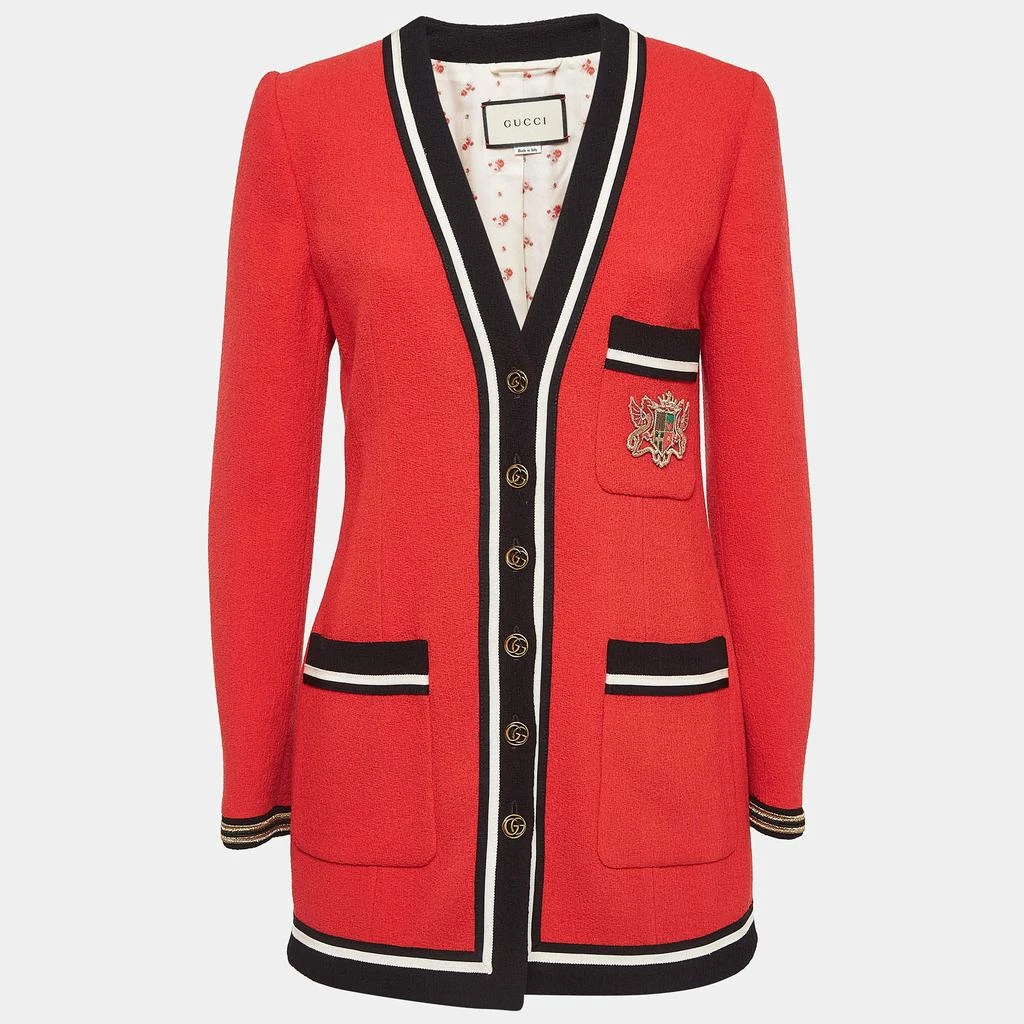 Gucci Gucci Red Embellished Pocket Wool Sable Military Jacket M 1