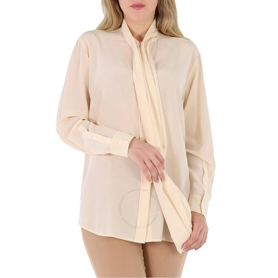 Burberry Burberry Pale Biscuit Kimmy Silk Pussy Bow Blouse, Brand Size 6 (US Size 4) 1