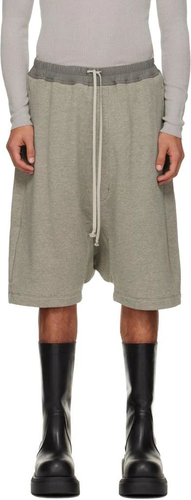 Rick Owens Gray Concordians Drawstring Pods Shorts 1