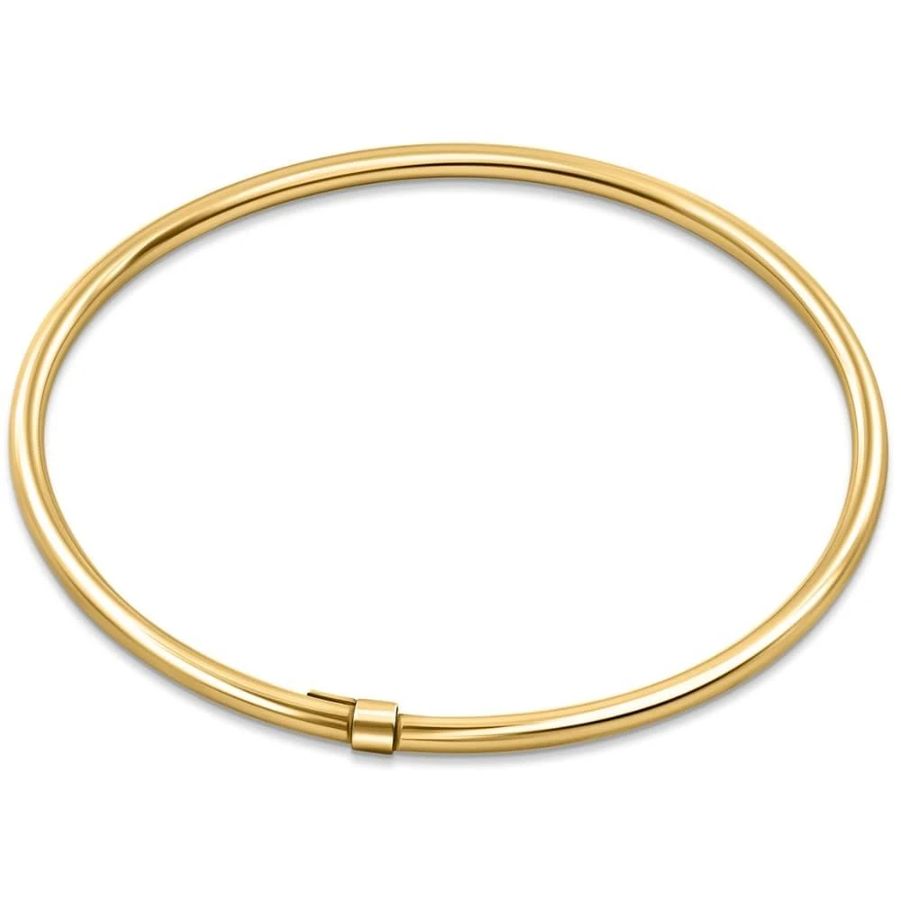 Pompeii3 18K Gold Plated Silver Polished 3mm Slip-On Bangle Bracelet
