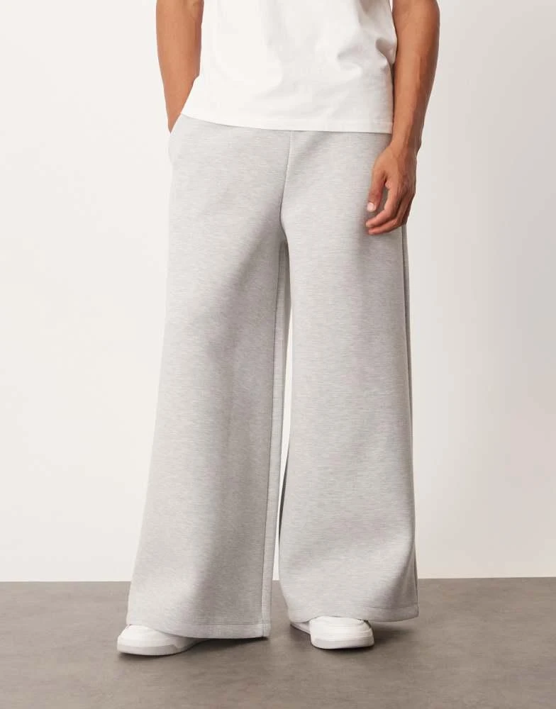 ASOS ASOS DESIGN super wide leg scuba-style fabric jogger in grey marl 3
