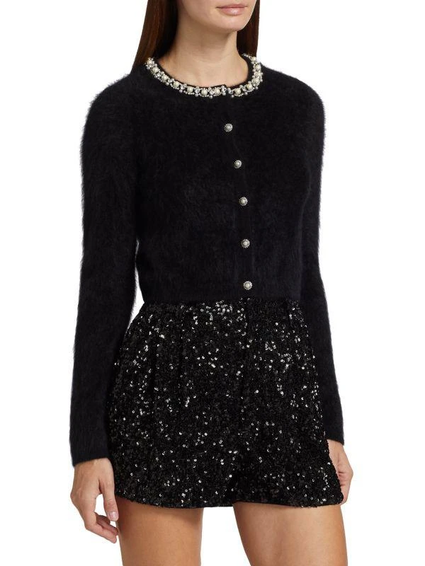 Alice + Olivia Greyson Embellished Cashmere Crop Cardigan 3
